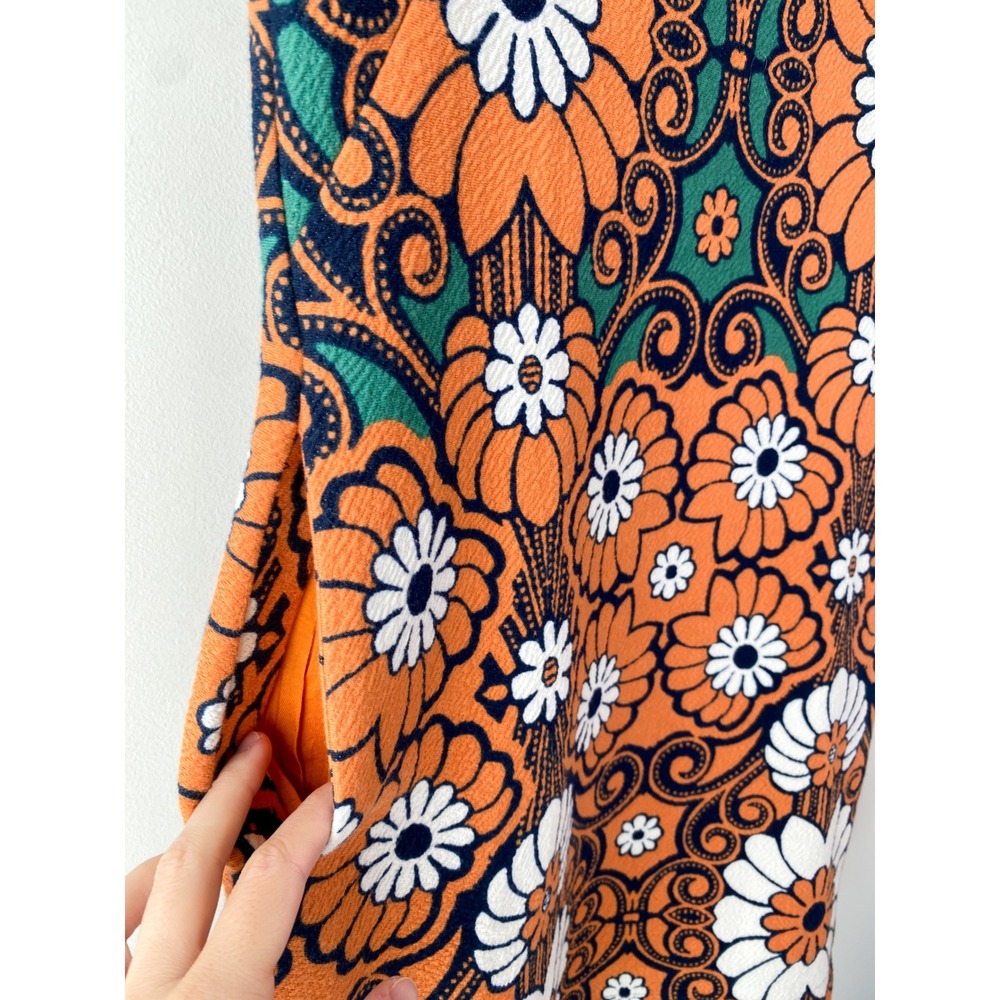 Maeve Anthropologie Floral Shift Mini Dress XS Teal Orange Hippie 70s Retro Mod - Picture 8 of 14